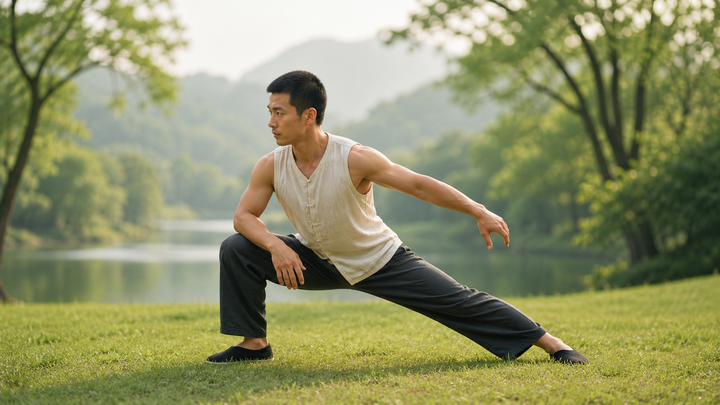 Yi Jin Jing strength qigong stance in nature